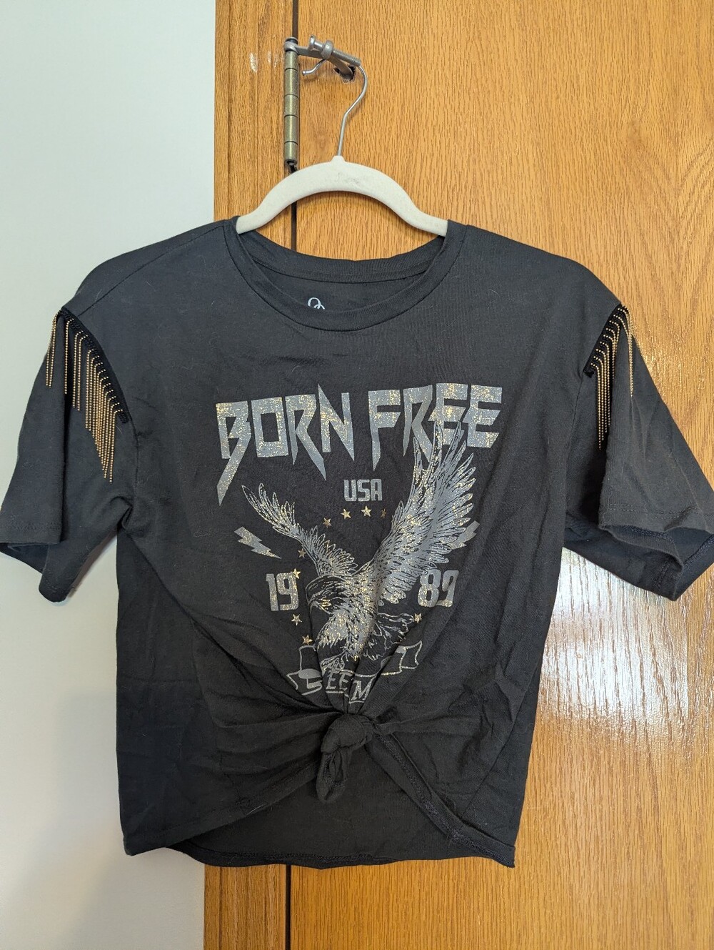 Born Free Graphic Eagle Tee - Black with Metallic Print